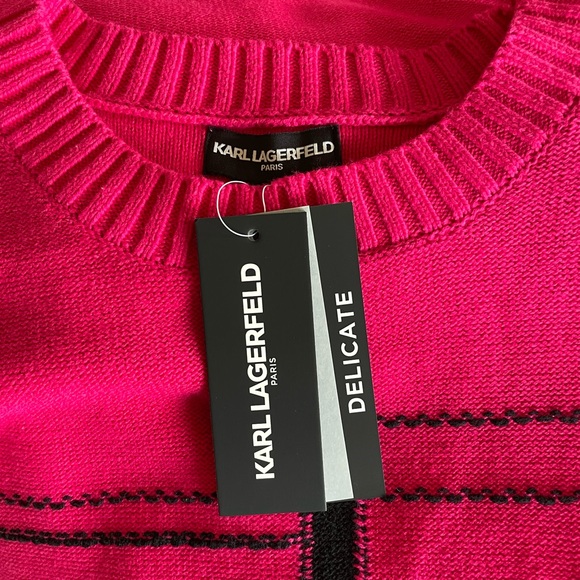 NWT Karl Lagerfeld Pink Eiffel Tower Sweater Hot Pink Large - Picture 6 of 6